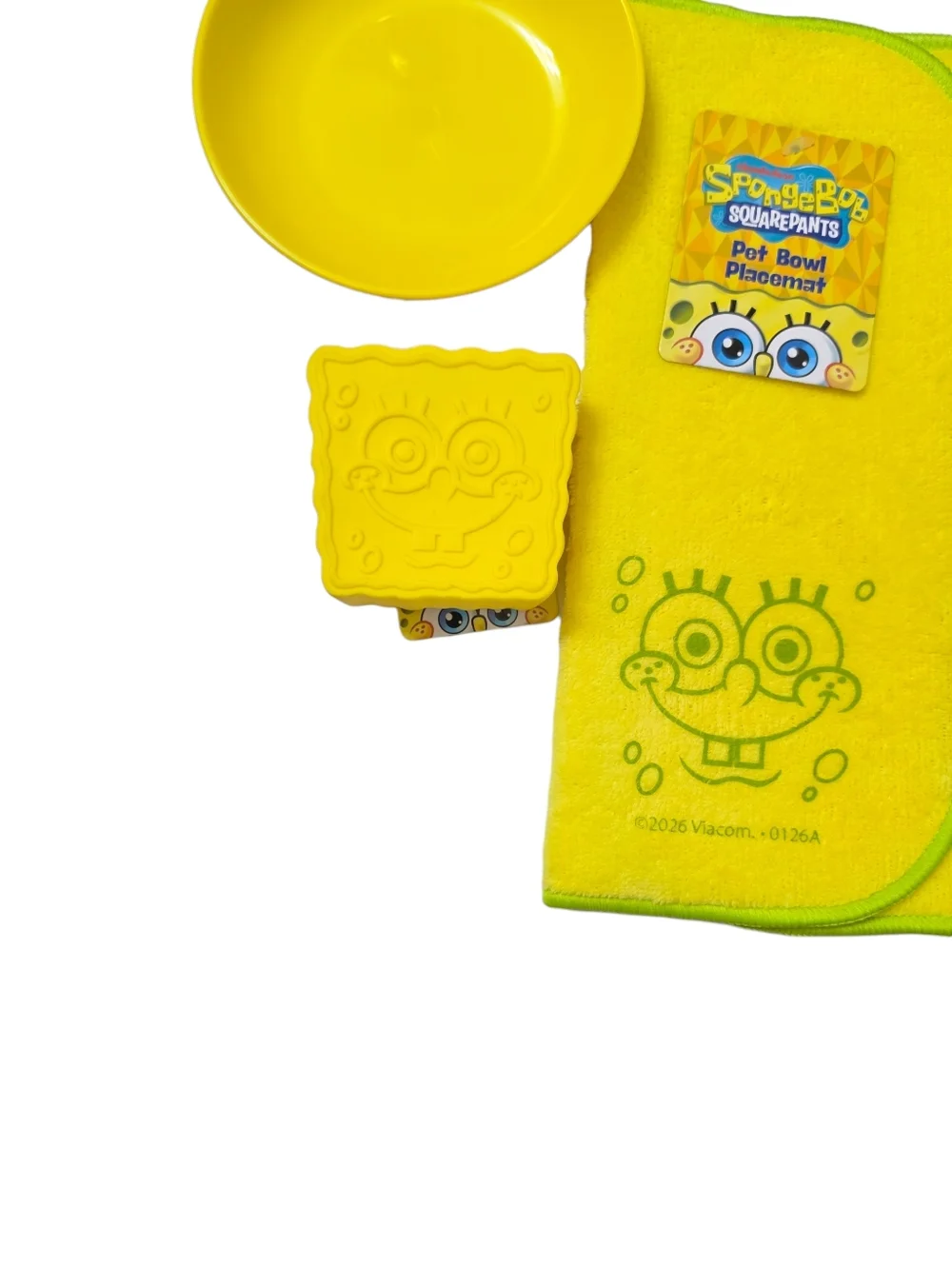 SpongeBob Squarepants Yellow Pet Dog Puppy Food Bowls Character Mat Squeaky Toy